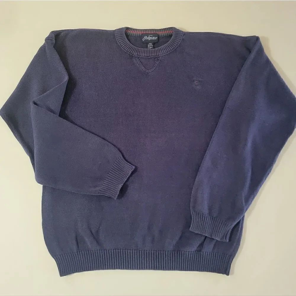 Jack Nicklaus Men's Navy Cotton Long Sleeve Crewneck Pullover Sweater